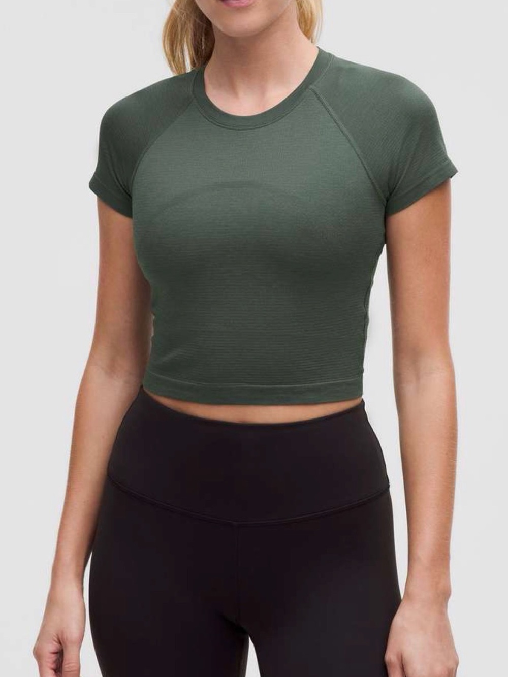 lululemon athletica Olive Green Short Sleeve Crop Top